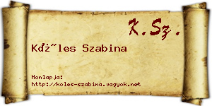 Köles Szabina névjegykártya